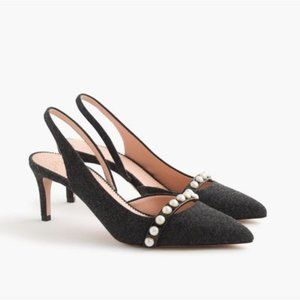 J. CREW Colette Slingback D'orsay Pearl Pumps Gray